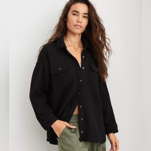 Aerie Black Lumberjane Waffle Shirt